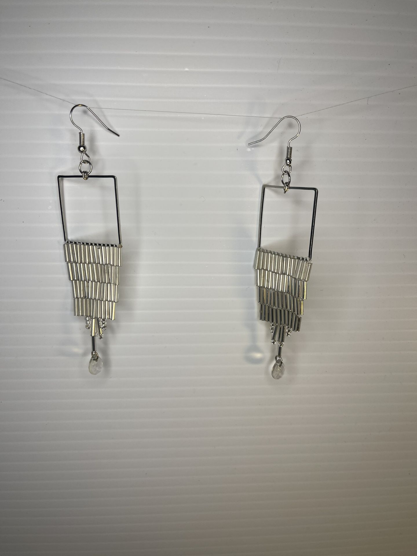 Silver Square Chandelier dangle earrings