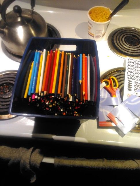Crayola Colored Pencils Around 300 Plus 2 Pair Of Brand-new Scissors And funny Eyeball Stickers