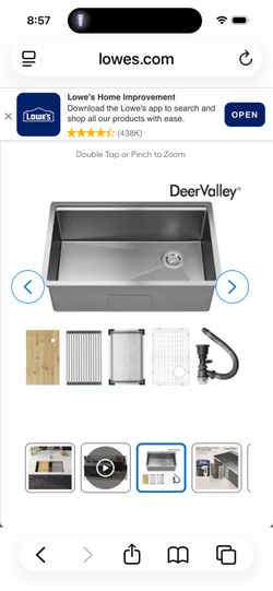 30x19x10 DEER VALLEY UNDERMOUNT  SINGLE TUB  KITCHEN SINK W ACCESSORIES NEW