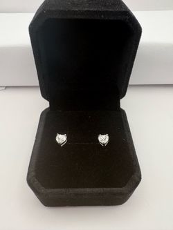 1 CTW Heart Cut Moissanite Earrings D VVS1 925 Silver | Grundy Jewelers