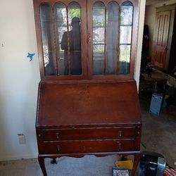 Antique walnut bookcase top secretary 2drawer desk(36lg)(76ht.)(20wdt.)