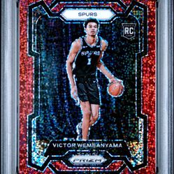 2023 PANINI PRIZM 136 VICTOR WEMBANYAMA RED SPARKLE PSA 10