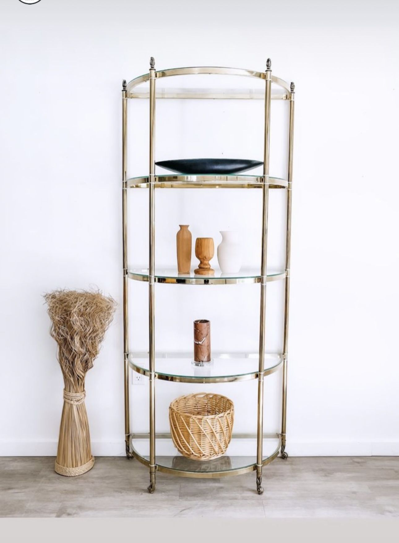 Mid Century Gold Bookcase/ Shelves