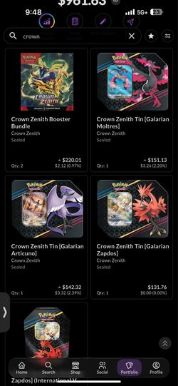 Crown zenith pokemon card bundle