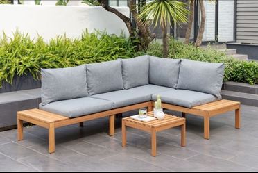BRAND NEW 3 Piece 100% FSC Certified Hardwood Patio Seating Set | 2 Sofas + Coffee Table | All-Weather | Delivery Available