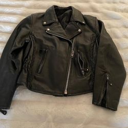 Ladies, Genuine Leather Biker Bomber Jacket