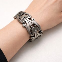 Vintage Los Ballesteros Mexican Sterling Silver Bracelet – Mid-Century Modernist Design – Taxco, Mexico