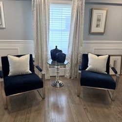 Authentic Bernhardt Navy Blue Velvet Chairs