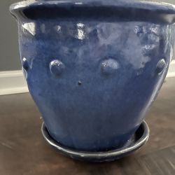 Blue Planter with Dish