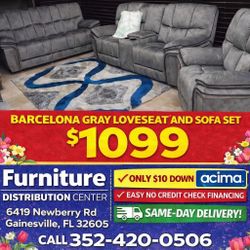 Barcelona Gray Loveseat And Sofa Set ONLY $1099! FAST SHIPPING 🚚 NO CREDIT CHECK FINANCING AVAILABLE 