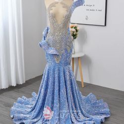Prom Dress For Sell ! Iridescent Blue + Silver 