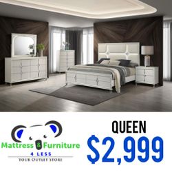 Olivia 5-Piece Queen Bedroom Set Pearl White