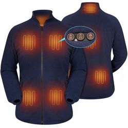 Women`s Heated Fleece Jacket with Battery, Electric Heating Coat Full Zip w/Hand Warmer