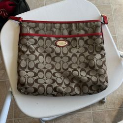 Coach Bag Orange Color With Small Bag 2 Items 