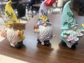 Set of 3 Spring Gnome Figurines