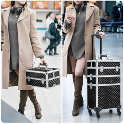 🍗 1 CAMORSA 4-in-1 Professional Makeup Train Cases Large Storage Cosmetic Case, BLACK... Value $110