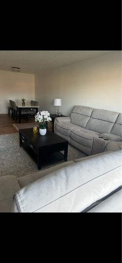 Gray Reclining Sofa with Cup Holders