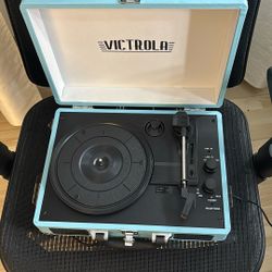 blue victrola journey bluetooth suitcase record player