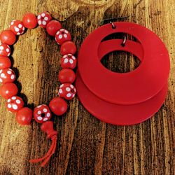 Red Earrings With Matching Bracelet