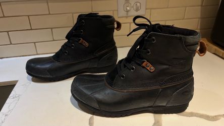 Sorel Ankeny waterproof boots in black full-grain leather & molded rubber size 8