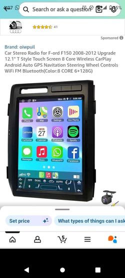 12.1" Car Stereo Tesla Style Android Carplay Navy GPS for Ford F150, 2009 - 2012