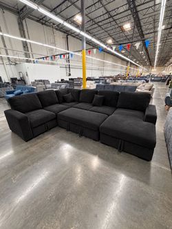 Oversized Sleeper Sectional Sofa with Storage & USB $10 Down
