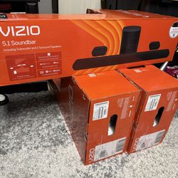 VIZIO 5.1 Soundbar , Wireless,  Subwoofer, And 2 Surround Sound Speakers - (SV510M-08): USB, HDMI, Bluetooth