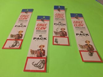 Eagle Claw Snelled Fish Hooks 4-Pack Lot-$10