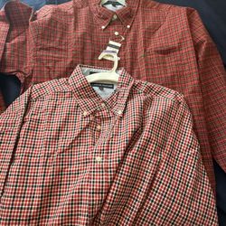 Lot of 2 Vintage Y2K Tommy Hilfiger button up shirts NWT red plaid shirts