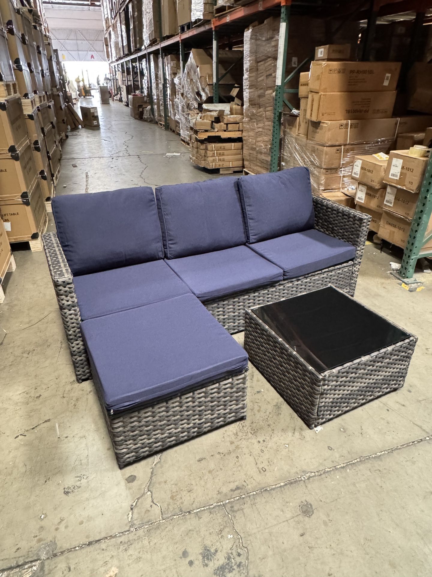 No Assemble Require!! New 5 Pieces Outdoor Patio Wicker Patio Furniture Sectional Sofa Set 