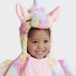 Halloween Kids Size 4t-5t Unicorn Costume Plush Zippered Jumpsuit