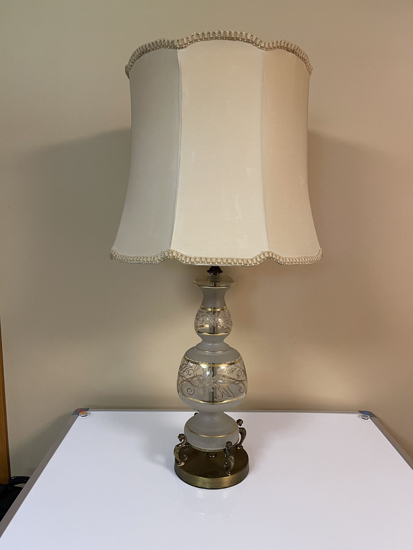 Vintage Glass And Brass Lamp
