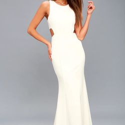 Lulu's Loving Embrace White Cutout Maxi Dress Size Small Prom Dress