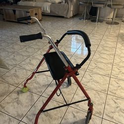 Walker with Seat & Wheels – Lightweight, Foldable, Great Condition