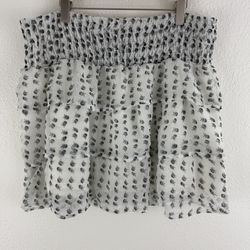 VANITY Vintage Y2K White Black Tulle Ruffle Tiered Grunge Emo Skull Mini Skirt