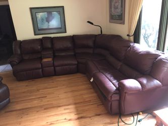3 price leather couch with 2 recliners and a sleeper sofa