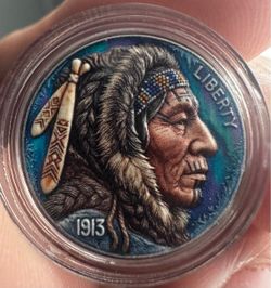 1913 Custom Buffalo Nickel Northern Lights.