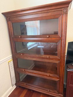 Ethan Allen Cherry Barrister Bookcase – 4 Glass Doors