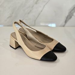 ASOS Slingback Almond toe Elegant Beige and Black Women's Slingback Heels Size 4