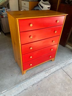 Solid wood, five drawer dresser