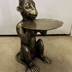 Antique solid Brass hand carved Monkey display statue
