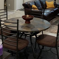 Solid Slate Dining Table & 4 Chairs