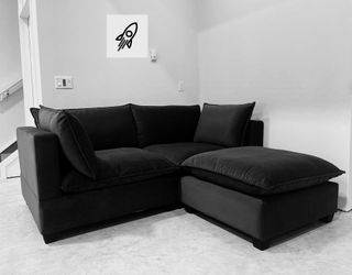Velvet Sofa with Storage Ottoman