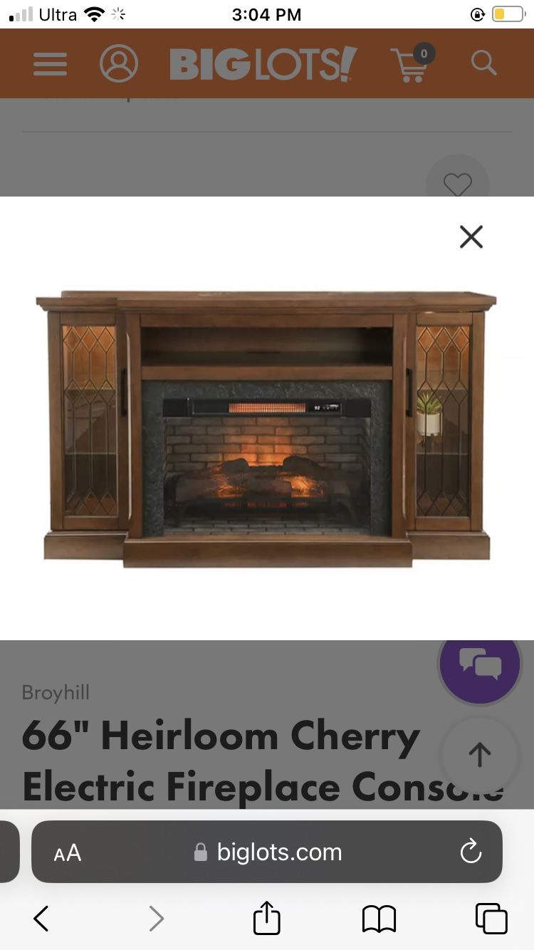 66" Heirloom Cherry Electric Fireplace Console