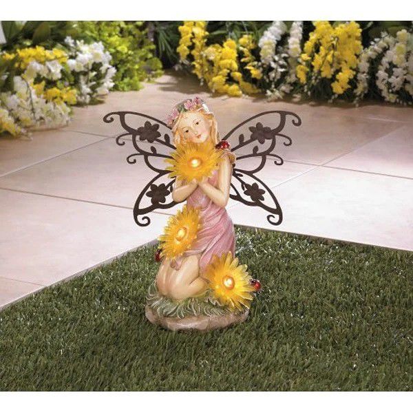 Garden Blooms Fairy Solar Statue