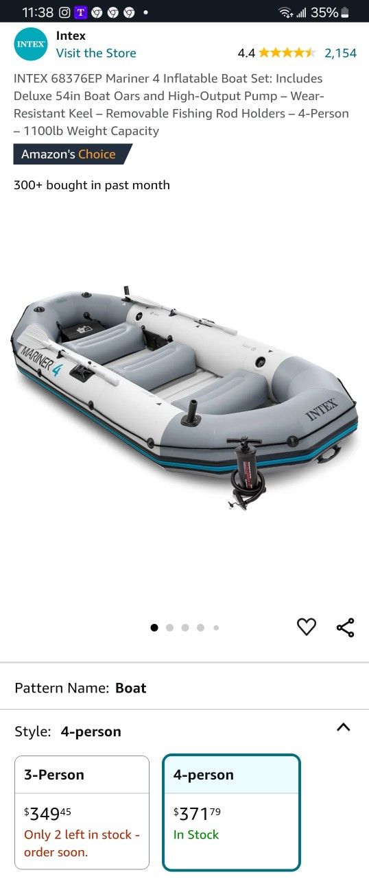 4 person boat with motor mount, motor and accessories.