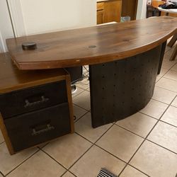 Wood Desk With Metal 