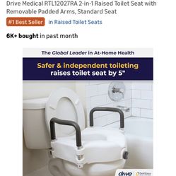 Drive Medical Raised Toilet Seat with Removal Padded Arms