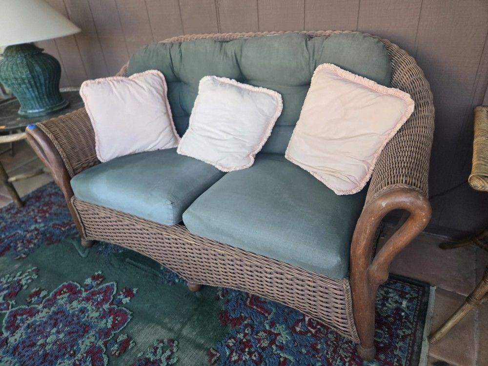 Vintage Wicker Sofa & Matching Chair