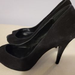 Michael KORS BLACK Suede Leather Pump Peep Toe 8M